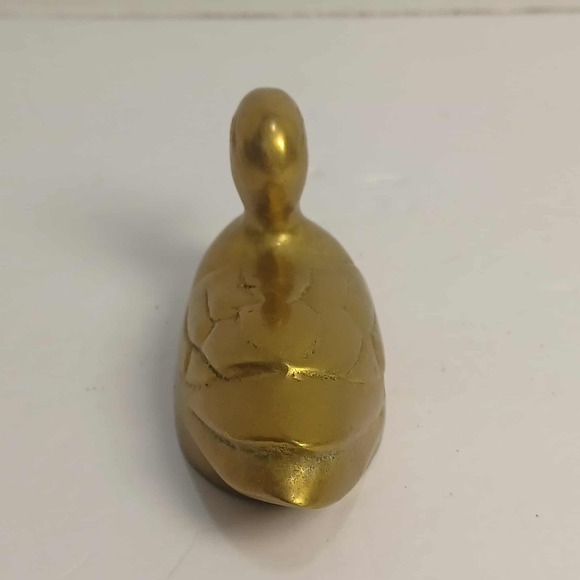 Vintage Brass Duck Figurine, Hollow Collectible Bird Decor, Small Brass Duck - Picture 3 of 7